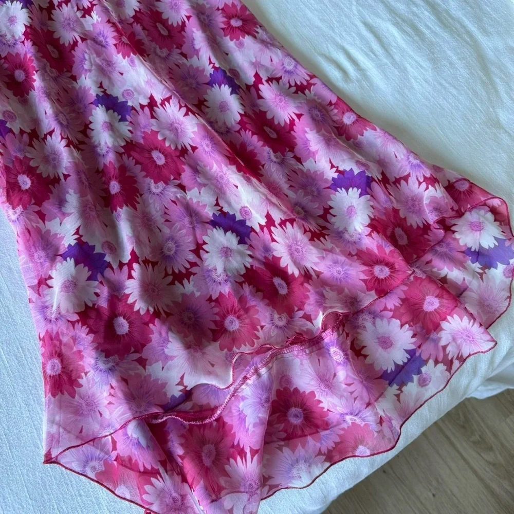 Vintage midi pink floral skirt - Picture 5 of 8